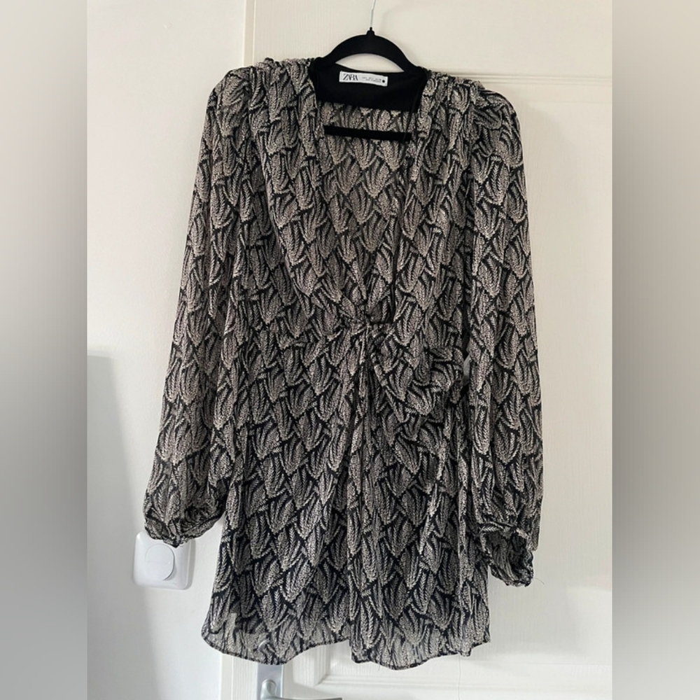 Zara Black Draped Knotted Mini Dress